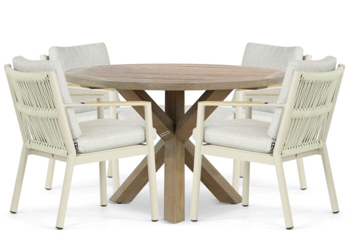 Coco Sevilla/Sand City 120 cm dining tuinset 5-delig – Taupe-naturel-bruin