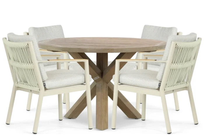 Coco Sevilla/Sand City 120 cm dining tuinset 5-delig - Taupe-naturel-bruin