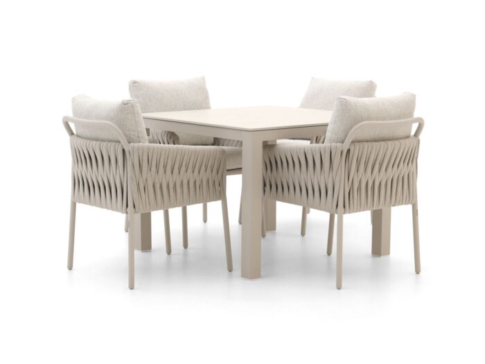 SUNS Fiave/Monte Vari 100cm dining tuinset 5-delig Laagste prijsgarantie! – Taupe