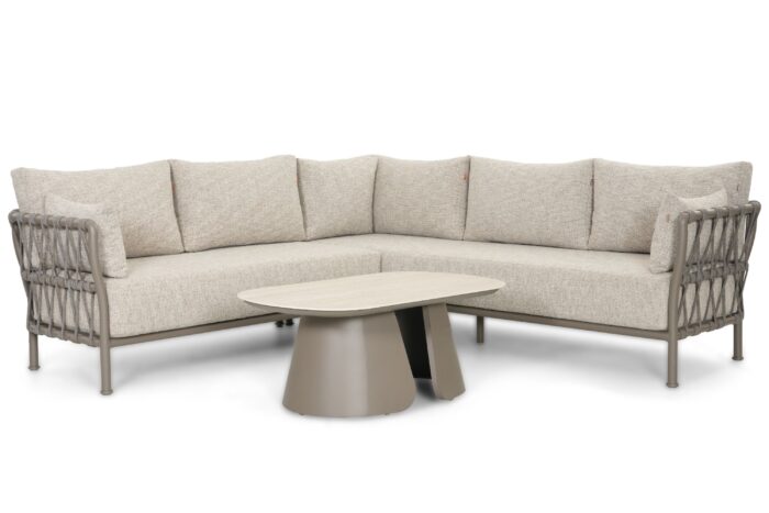 Santika Furniture Miyoura hoek loungeset 4-delig – Taupe-naturel-bruin