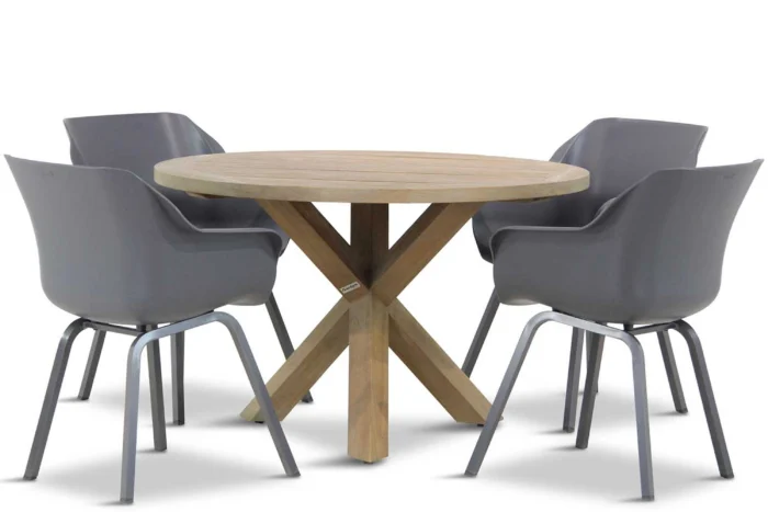 Hartman Sophie element/Sand City rond 120 cm dining tuinset 5-delig - Grijs-antraciet