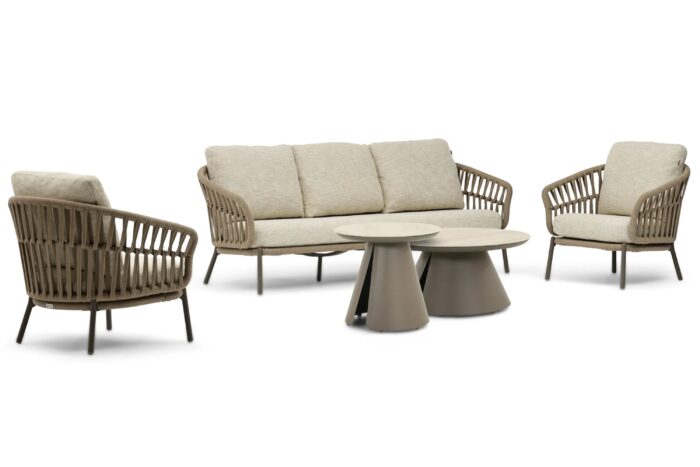 Coco Viento/Cayora 50/80 cm stoel-bank loungeset 5-delig – Zand/Beige