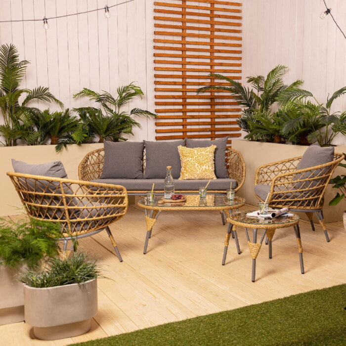 Decoris Sintra set wicker 186x80x82 cm naturel
