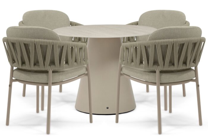 4 Seasons Outdoor Calma/Serino 100 cm dining tuinset 5-delig – Zand/Beige