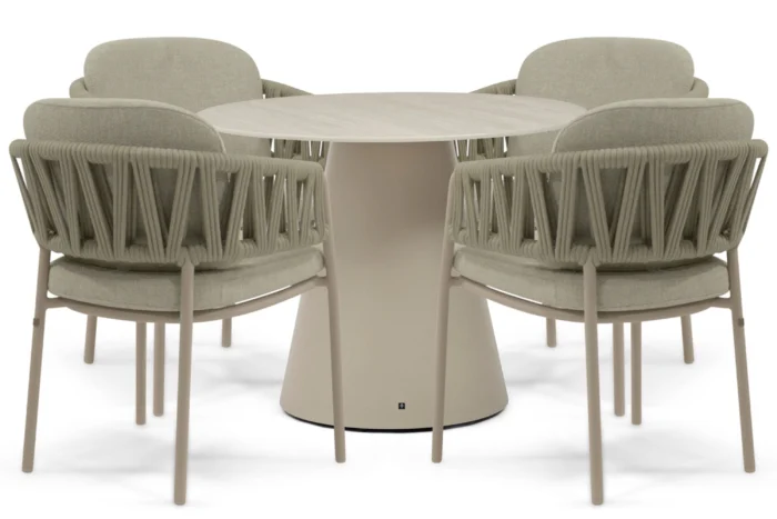 4 Seasons Outdoor Calma/Serino 100 cm dining tuinset 5-delig - Zand/Beige