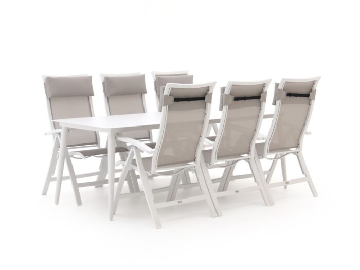 Bellagio tuinmeubelen Bellagio Lugo/Sora 220cm dining tuinset 7-delig verstelbaar Laagste prijsgarantie! – Wit