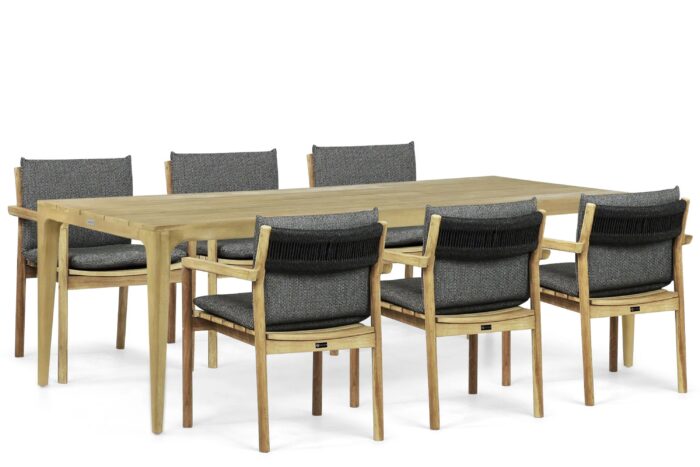 Santika Furniture Suka/Sentis 240 cm dining tuinset 7-delig – Old teak greywash