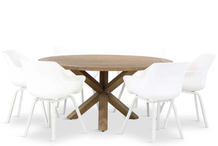 Hartman Sophie element/Sand City rond 160 cm dining tuinset 7-delig – Wit