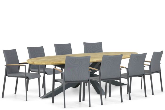 Lifestyle Garden Furniture Brandon/Diogo 280 cm dining tuinset 9-delig – Grijs-antraciet