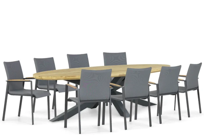Lifestyle Garden Furniture Brandon/Diogo 280 cm dining tuinset 9-delig - Grijs-antraciet