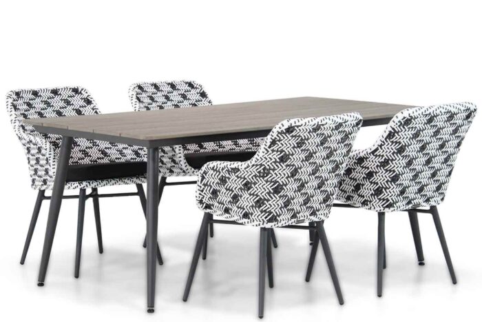 Lifestyle Garden Furniture Crossway/Matale 180 cm dining tuinset 5-delig – Zwart-wit