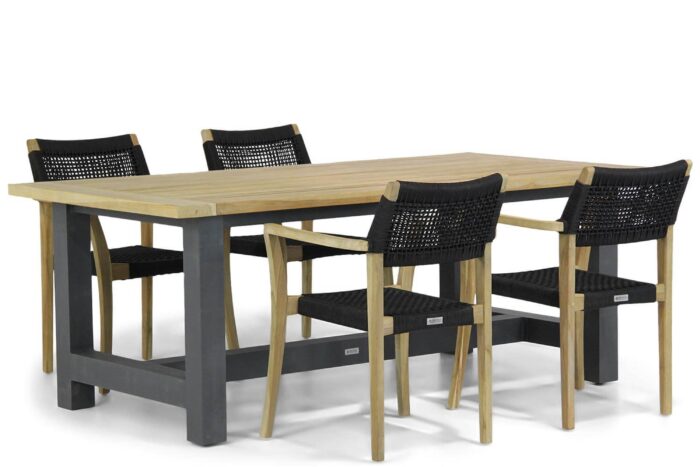 Lifestyle Garden Furniture Dallas/San Francisco 200 cm dining tuinset 5-delig – Zwart