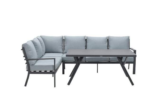 Garden impressions Sergio L/D set 3-dlg links carbon black/mint grey bank L 262 x B 200 x H 85 cm – zwart