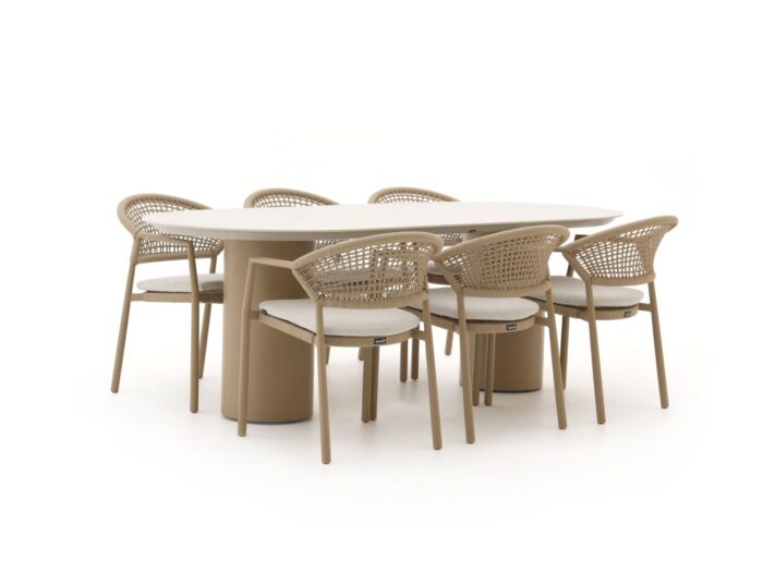 Hartman tuinmeubelen Hartman Taragona/Valencia 220cm dining tuinset 7-delig Laagste prijsgarantie! – Taupe