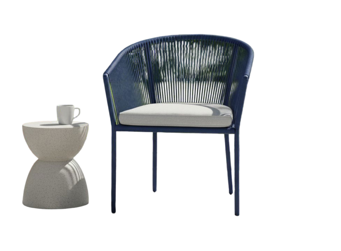Eurofar Reims stackable dining chair indigo alu/rope indigo