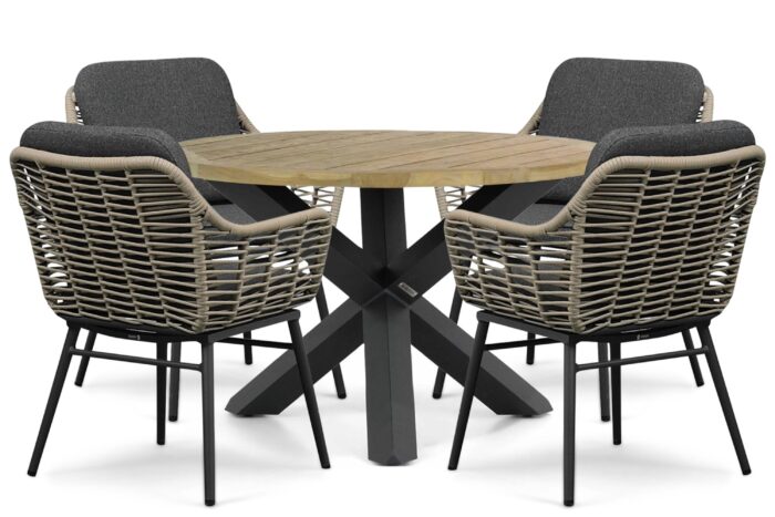 Coco Antoni/Rockville 120 cm dining tuinset 5-delig – Grijs-antraciet