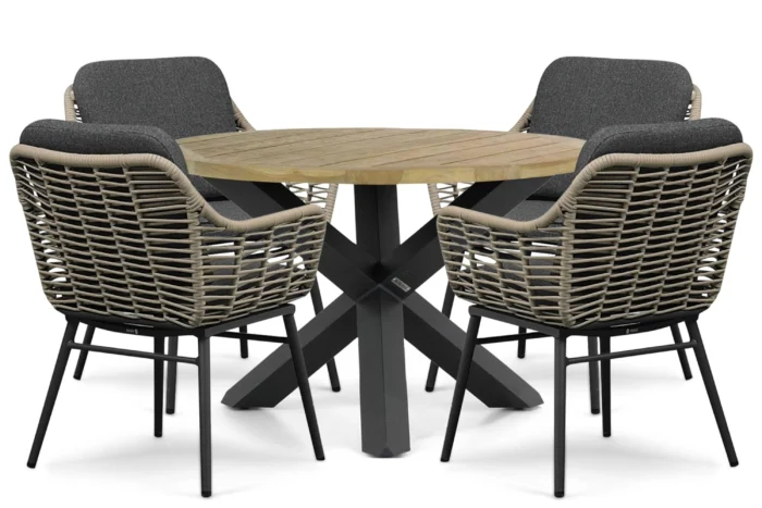 Coco Antoni/Rockville 120 cm dining tuinset 5-delig - Grijs-antraciet