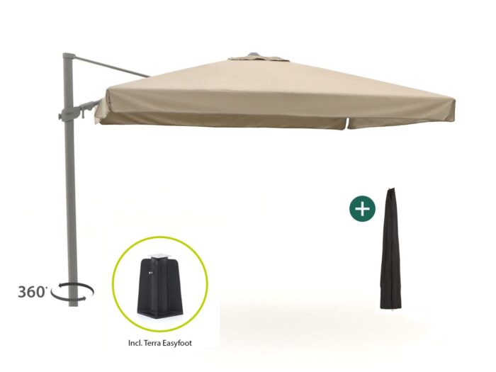 Shadowline Miami zweefparasol 300x300cm Laagste prijsgarantie! – Taupe