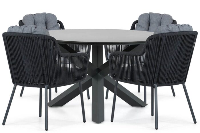 Santika Furniture Tendenza/Orino 130 cm dining tuinset 5-delig – Grijs-antraciet