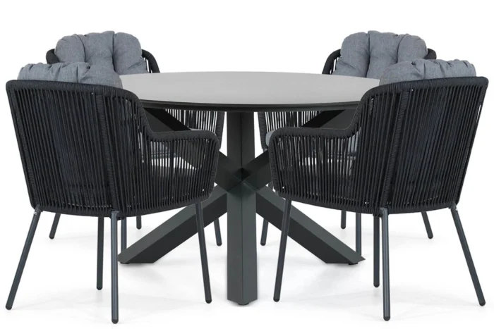 Santika Furniture Tendenza/Orino 130 cm dining tuinset 5-delig - Grijs-antraciet