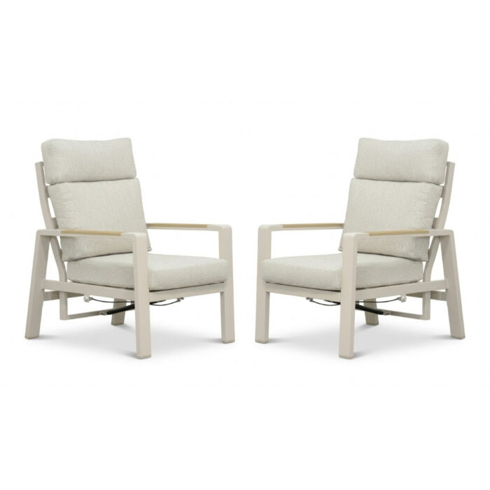 LUX outdoor living Manhattan loungestoel tuin set van 2 | aluminium + polywood | beige