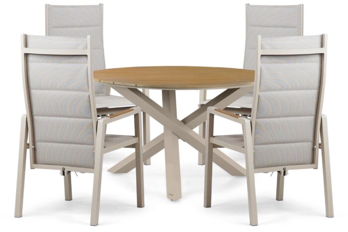 Lifestyle Garden Furniture Essence/Ancona 125 cm dining tuinset 5-delig – Taupe-naturel-bruin