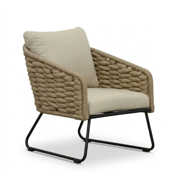 BUITEN living Flora loungestoel | touw + aluminium | Sahara Dust