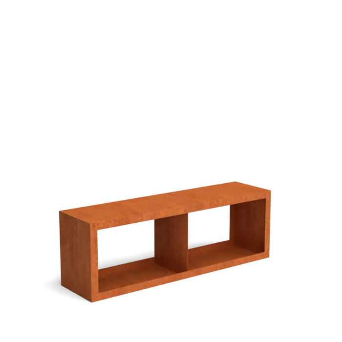 Geroba Egura cortenstaal houtopslag onderverdeling 2 vakken 1500x385x500 mm – bruin