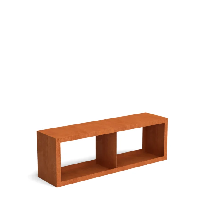 Geroba Egura cortenstaal houtopslag onderverdeling 2 vakken 1500x385x500 mm - bruin