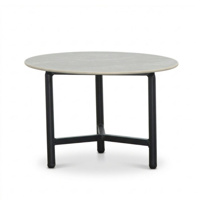 LUX outdoor living Logan koffietafel | sintered stone + aluminium | Marble Grey | 50cm rond