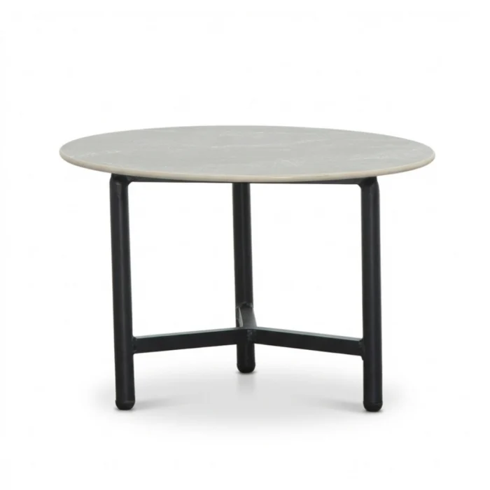LUX outdoor living Logan koffietafel | sintered stone + aluminium | Marble Grey | 50cm rond