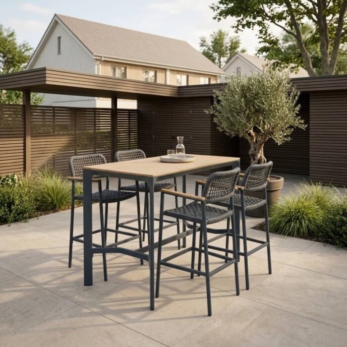 LUX outdoor living Denver dining barset | 4 personen | polywood + touw | 70cm