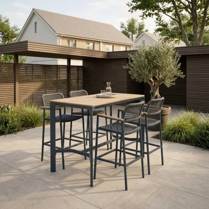 LUX outdoor living Denver dining barset | 4 personen | polywood + touw | 70cm
