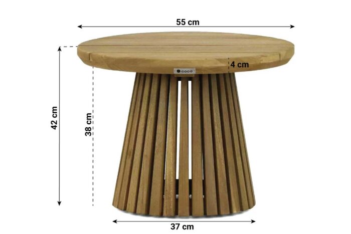 Coco Fungo loungetafel 55 cm Ø – Old teak greywash