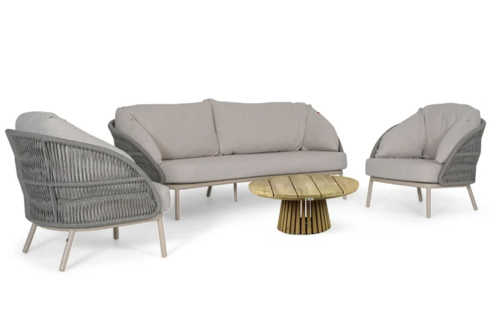 Santika Furniture Pebble/Fungo 75 cm stoel-bank loungeset 4-delig - Zand/Beige