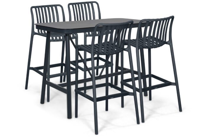 Domani Furniture Alba/Tavano 150×75 cm barset 5-delig – Grijs-antraciet