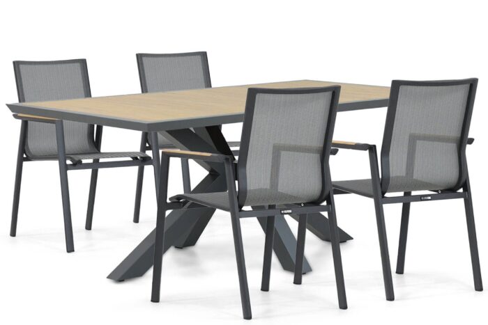Lifestyle Garden Furniture Fiora/Palermo 181 cm dining tuinset 5-delig – Grijs-antraciet