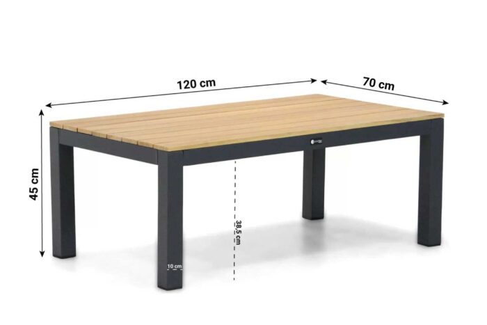 Santika Furniture Shadow lounge tafel 120×70 cm – Grijs-antraciet