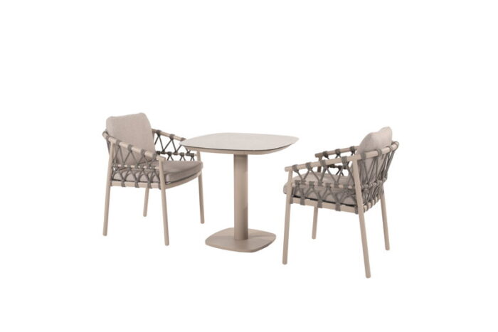 Taste Piacenza diningset met Manolo tafel latte printed keramiek 75 x 75 cm