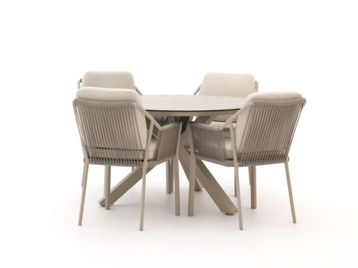 Tierra Outdoor Liv/Orbital ø 120cm dining tuinset 5-delig Laagste prijsgarantie! – Taupe