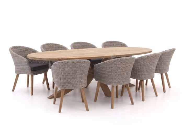 Intenso Furniture Tropea/ROUGH-Y Ellips 280cm dining tuinset 9-delig - Bruin