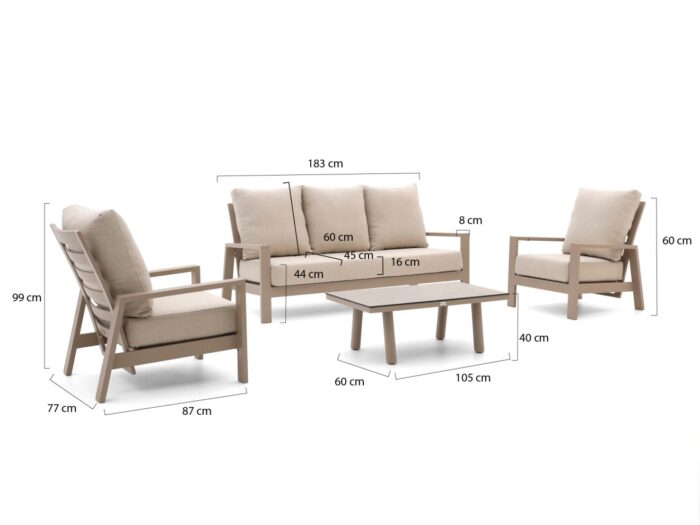 Tierra Outdoor Musone stoel-bank loungeset 4-delig 5-zits verstelbaar Laagste prijsgarantie! – Taupe