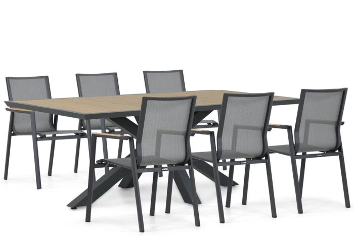 Lifestyle Garden Furniture Fiora/Palermo 215 cm dining tuinset 7-delig – Grijs-antraciet