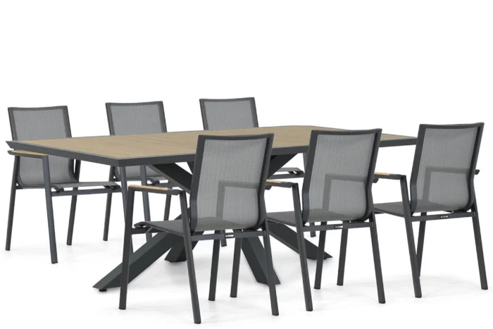 Lifestyle Garden Furniture Fiora/Palermo 215 cm dining tuinset 7-delig - Grijs-antraciet