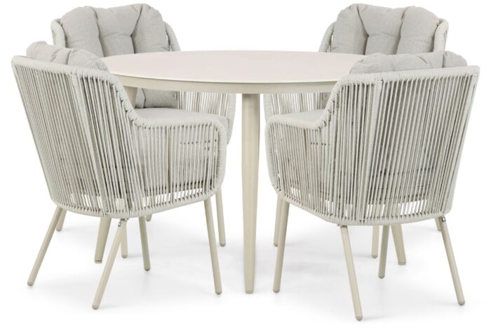 Santika Furniture Nanda/Vienna 120 cm dining tuinset 5-delig – Taupe-naturel-bruin