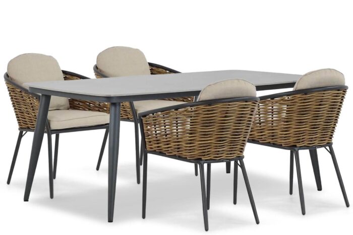 Lifestyle Garden Furniture Nice/Vienna 180 cm dining tuinset 5-delig – Grijs-antraciet