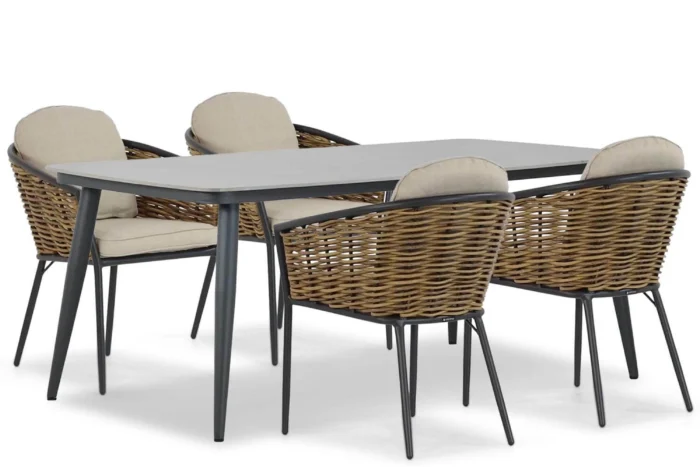 Lifestyle Garden Furniture Nice/Vienna 180 cm dining tuinset 5-delig - Grijs-antraciet