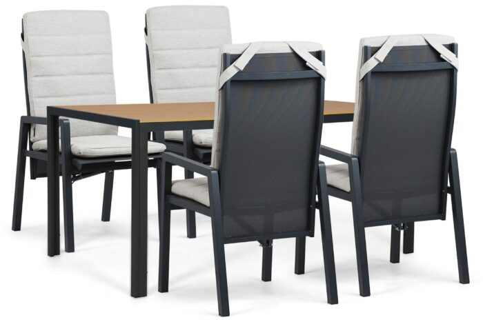 Lifestyle Garden Furniture Vivaro/Creta 160×90 cm dining tuinset 5-delig – Grijs-antraciet
