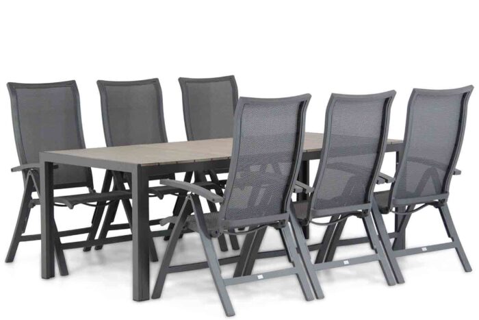 Presto Lucardo/Young 217 cm dining tuinset 7-delig – Grijs-antraciet