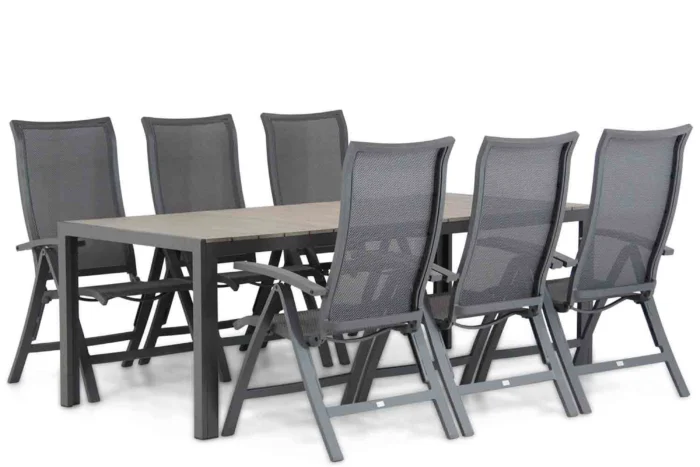 Presto Lucardo/Young 217 cm dining tuinset 7-delig - Grijs-antraciet